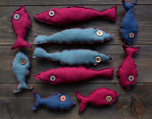Handmade linen fish as a decor