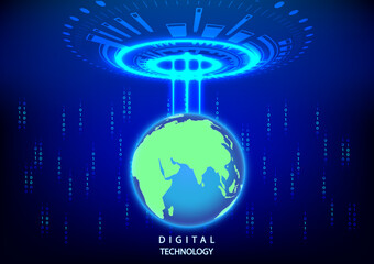 abstract background world global with text BIG DATA, concept hitech technology data information, vector illustration