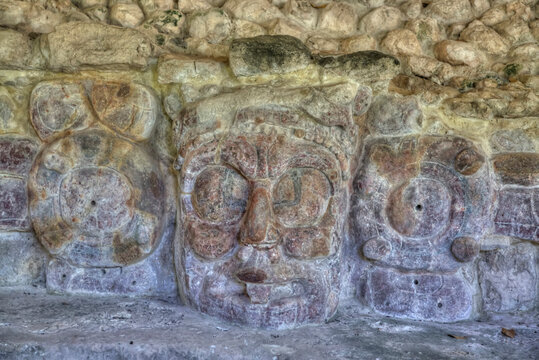 Stucco Mask, Sun God Representing the Sunrise, Edzna Archaeological Zone, Campeche State, Mexico; Edzna, Campeche State, Mexico