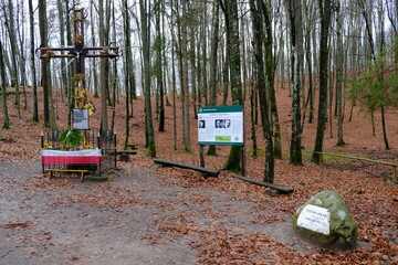 Memorial place in Mirachowskie Forests. There was bunker of Gryf Pomorski Military Organization 