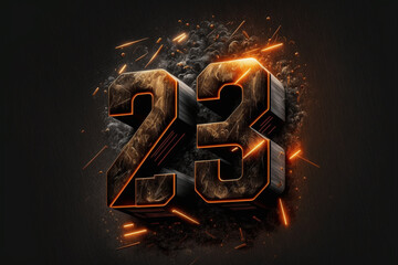 burning 23 number 3D style - obrazy, fototapety, plakaty