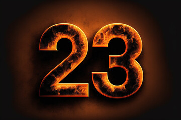 burning number 23 - obrazy, fototapety, plakaty