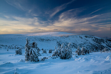 Giant Mountains at the end of the winter day.