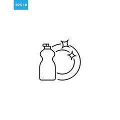 Clean dishes line icon Vector illustration