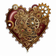 Steampunk inspired Valentine heart, Generative AI