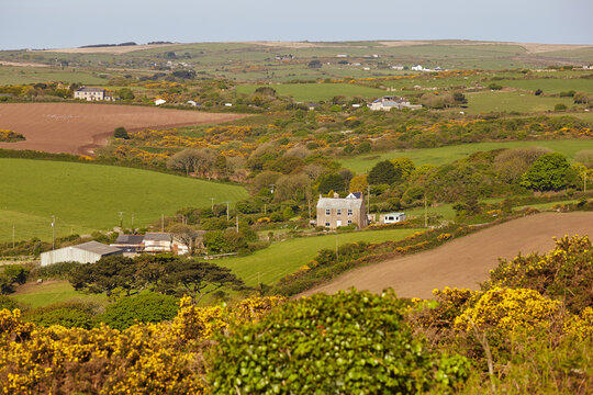View of the countryside from Trencrom Hill, near St. Ives, Cornwall, Great Britain; Cornwall, England