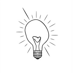 Vector illustration of incandescent lamp or bulb with asymmetrical and odd shape.