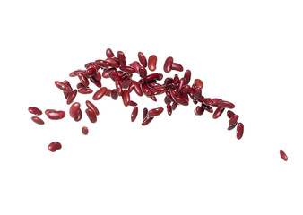 Red Bean flying explosion, red grain beans explode abstract cloud fly. Beautiful complete seed pea bean splash in air, food object design. Selective focus freeze shot white background isolated