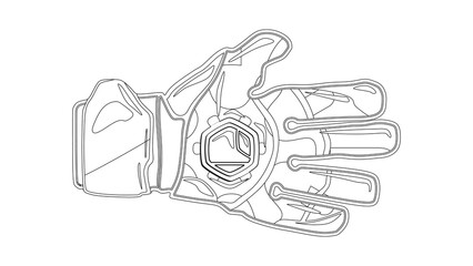 Goalkeeper gloves outline icon vector illustration, in trendy design style, isolated on matching cool background. Symbol of football equipment for world competition