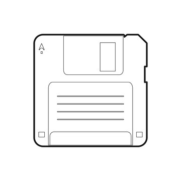 Diskette or floppy disk outline icon vector illustration in trendy design style, isolated on white background. Editable art image illustration EPS file. Perfect graphic resources for you.
