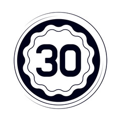 badge with number thirty