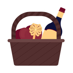 basket with wine
