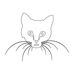 Village Cat Head Outline Vector. Animal sketch in unique design style. Perfect for coloring book and much other purposes.
