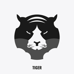 Sumatran Tiger Head logo in trendy design style. Editable and suitable for product or company brand icon templates.