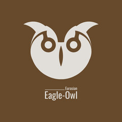 Owl Head Logo Vector. Eurasian Eagle-Owl illustration symbol in trendy design style. Perfect for your product or company brand template material.