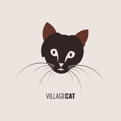Village Cat Head Stylized Logo. Animal logo template in unique design style. Perfect for product branding and much other purposes.