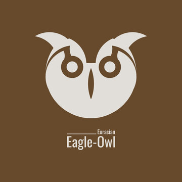 Owl Head Logo Vector. Eurasian Eagle-Owl illustration symbol in trendy design style. Perfect for your product or company brand template material.