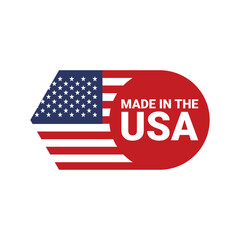 Made In The USA Labels. Logo icon for American products with trendy and unique design style. Perfect match for design material you need.