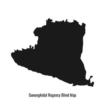 Vector Blind Map of Gunungkidul Regency, Special Region of Yogyakarta, Indonesia. Area map illustration template. Suitable for various purposes, such as posters, banners, web and mobile.