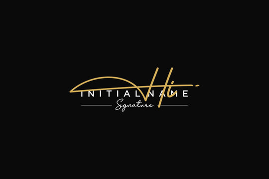 Initial HI signature logo template vector. Hand drawn Calligraphy lettering Vector illustration.