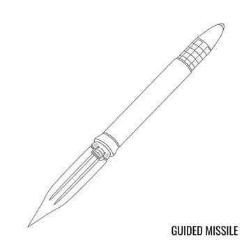 Intercontinental Ballistic Missile outline vector. Illustration of modern guided missile. Suitable for various design materials.