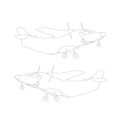 Cute Turboprop Airplane outline vector character. Funny illustration in trendy design style. Suitable for many purpose, like for children book or education video content.