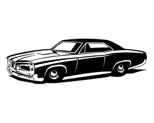 Fototapeta na wymiar 1970 Chevy camaro car logo silhouette isolated white background side view. best for badge, emblem, icon, available in eps 10.