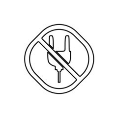 The best No Plug Sign icon vector. Prohibition symbol illustration in trendy style. Suitable for many purpose.