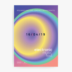Obraz premium House Event. Wavy Music Flyer. Graphic Background For Magazine Template. Bright Effect For Invitation. Techno And Carnival Shape. Rainbow House Event