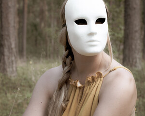 Woman with a Columbine mask