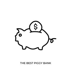 The best Piggy Bank icon concept. Free bezier drawing style. Suitable for many purpose.
