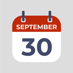 September 30. The best of Flat icon calendar isolated on gray background. illustration symbol template in trendy style. Can be used for many purposes.