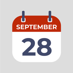 September 28. The best of Flat icon calendar isolated on gray background. illustration symbol template in trendy style. Can be used for many purposes.