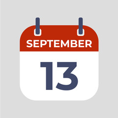 September 13. The best of Flat icon calendar isolated on gray background. illustration symbol template in trendy style. Can be used for many purposes.