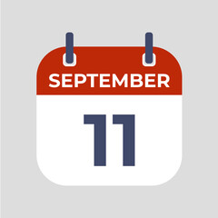 September 11. The best of Flat icon calendar isolated on gray background. illustration symbol template in trendy style. Can be used for many purposes.