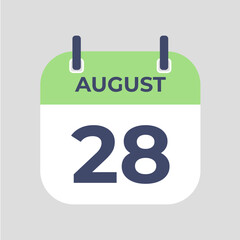 August 28.The best of Flat icon calendar isolated on gray background. illustration symbol template in trendy style. Can be used for many purposes.