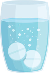 Glass pill vitamin icon cartoon vector. Effervescent medicine. Health aspirin