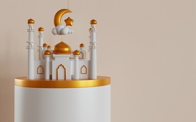 ramadan kareem greeting card Islamic background 3d illustration