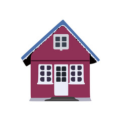vector illustration of soft pink cute house, flat cartoon design style.