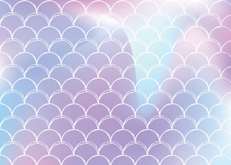 Gradient mermaid background with holographic scales.