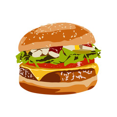 delicious hamburger Vector illustration , flat cartoon design style. Editable graphic resources for many purposes.