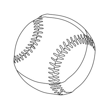sketch vector, baseball ball, ready to color, flat cartoon design style.