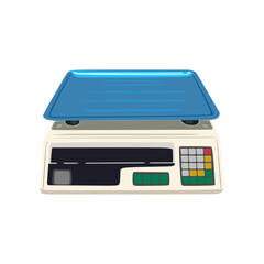 The best digital kitchen scales or fruit scales often used in fruit shops. Vector illustration in realistic flat 3d design style. Editable graphic resources for many purposes.