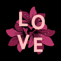 Love tshirt design valentine's illustration isolated dark backgorund