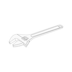 vector illustration, wrench silhouette and sketch, semi realistic flat cartoon design style.