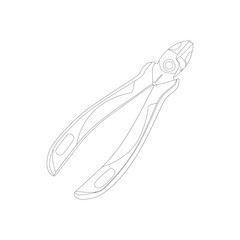 vector illustration, cutting pliers silhouette and sketch, semi realistic flat cartoon design style.