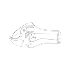 vector illustration, pipe scissors silhouette and sketch, semi realistic flat cartoon design style.