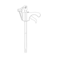 vector illustration, modern clamp tool silhouette and sketch, semi realistic flat cartoon design style.