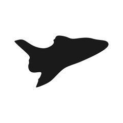 Vector illustration, space shuttle silhouette, semi realistic flat design style.