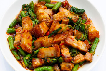 Stir fried crispy pork with holy basil